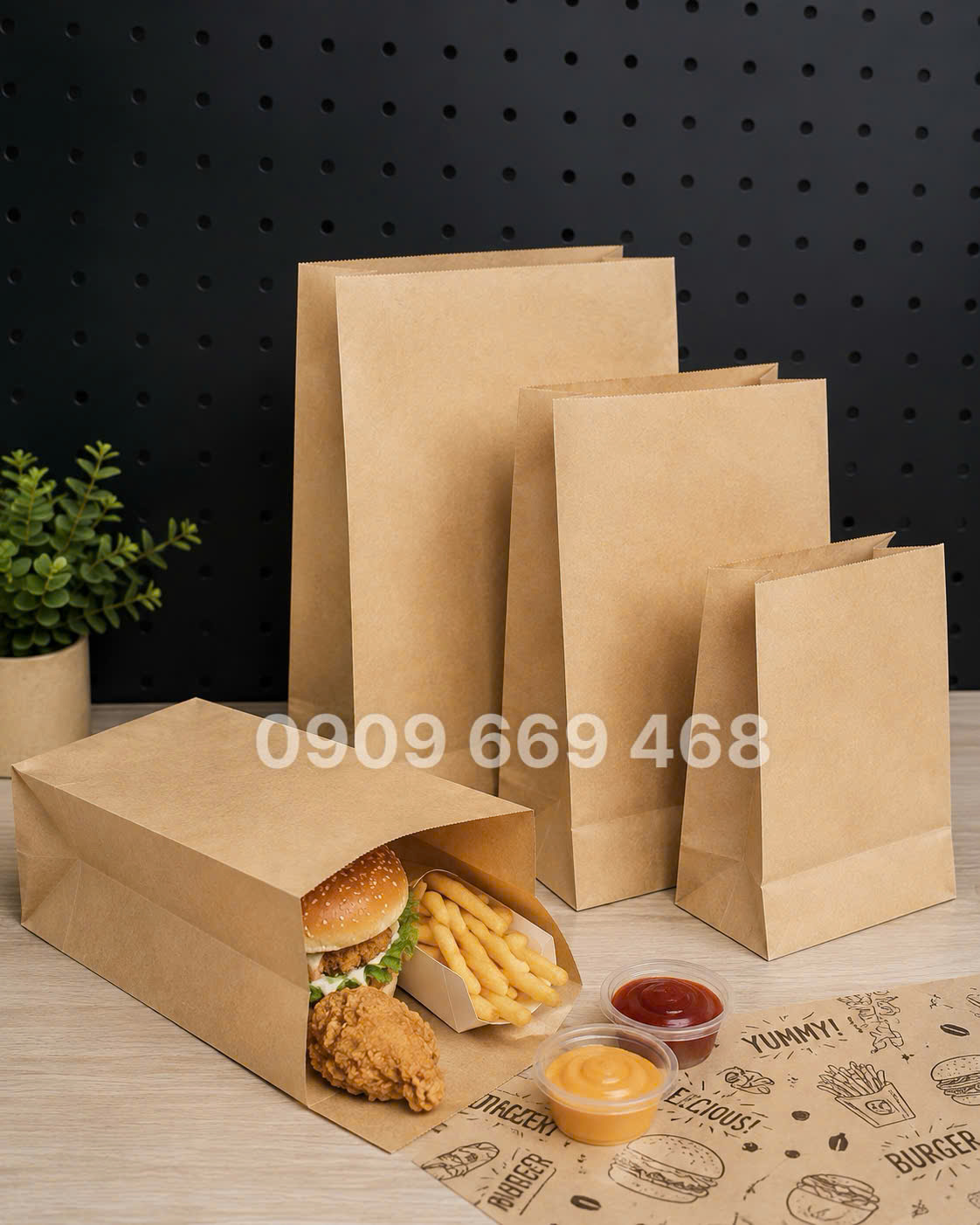 TÚI GIẤY KRAFT ĐỰNG THỨC ĂN NHANH CHO NHÀ HÀNG